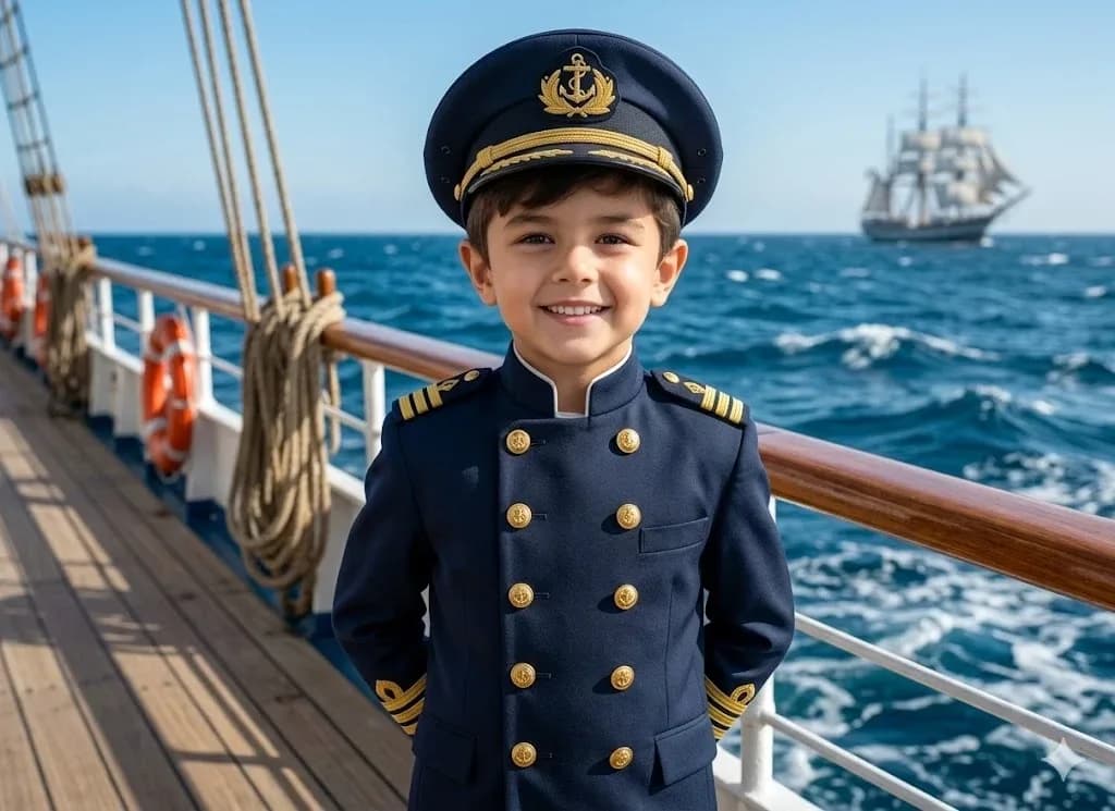 Child Dressed as Ship Captain Prompt